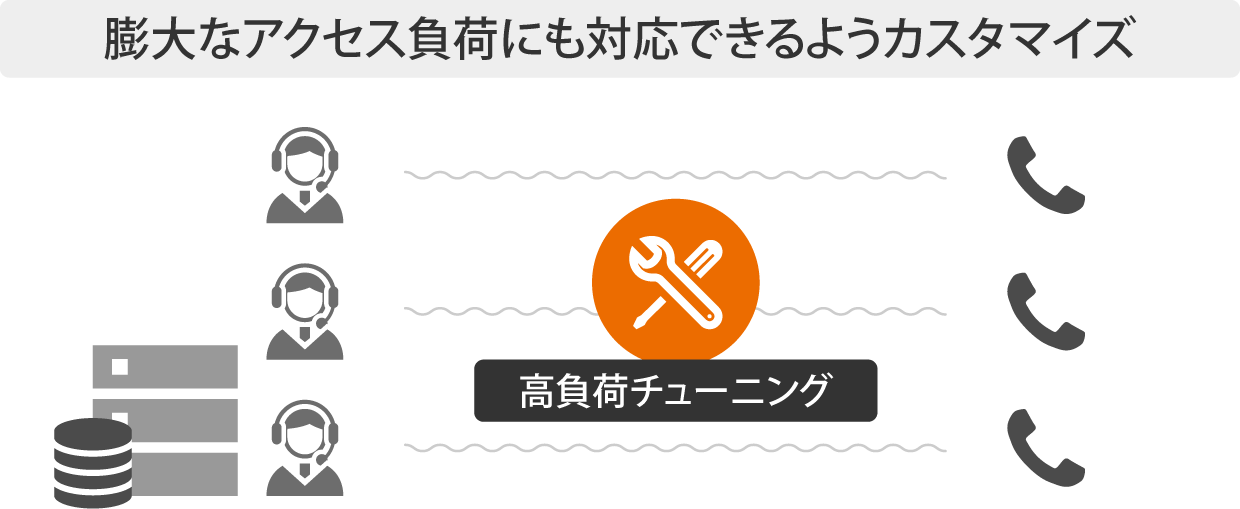 膨大なアクセス負荷にも対応できるようカスタマイズ