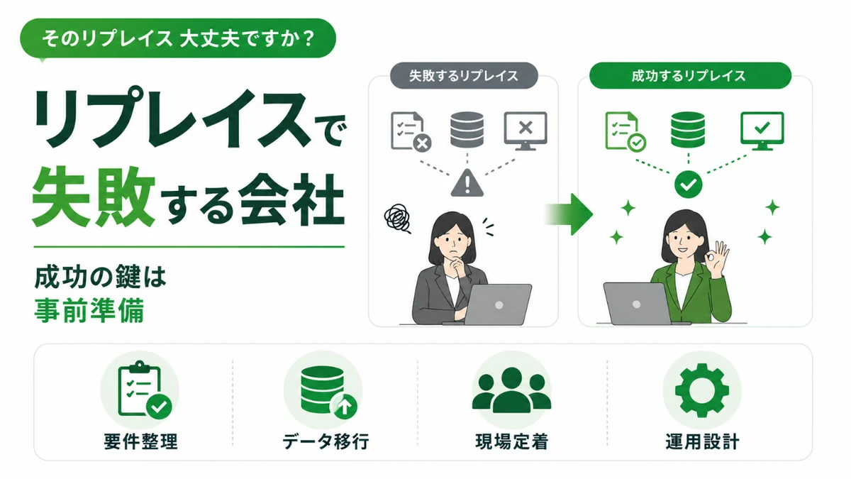 そのリプレイス大丈夫ですか？ 通販システムのリプレイスで失敗する会社。成功の鍵は事前準備。要件整理・データ移行・現場定着・運用設計